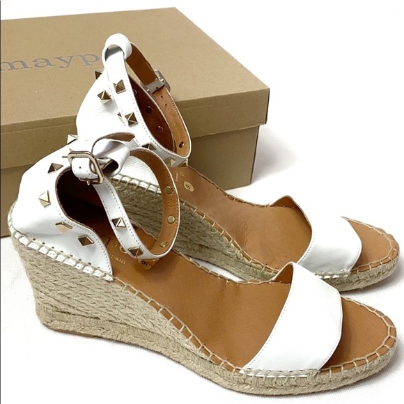 Maypol Anthro white leather studded espadrille wedges - Picture 1 of 8
